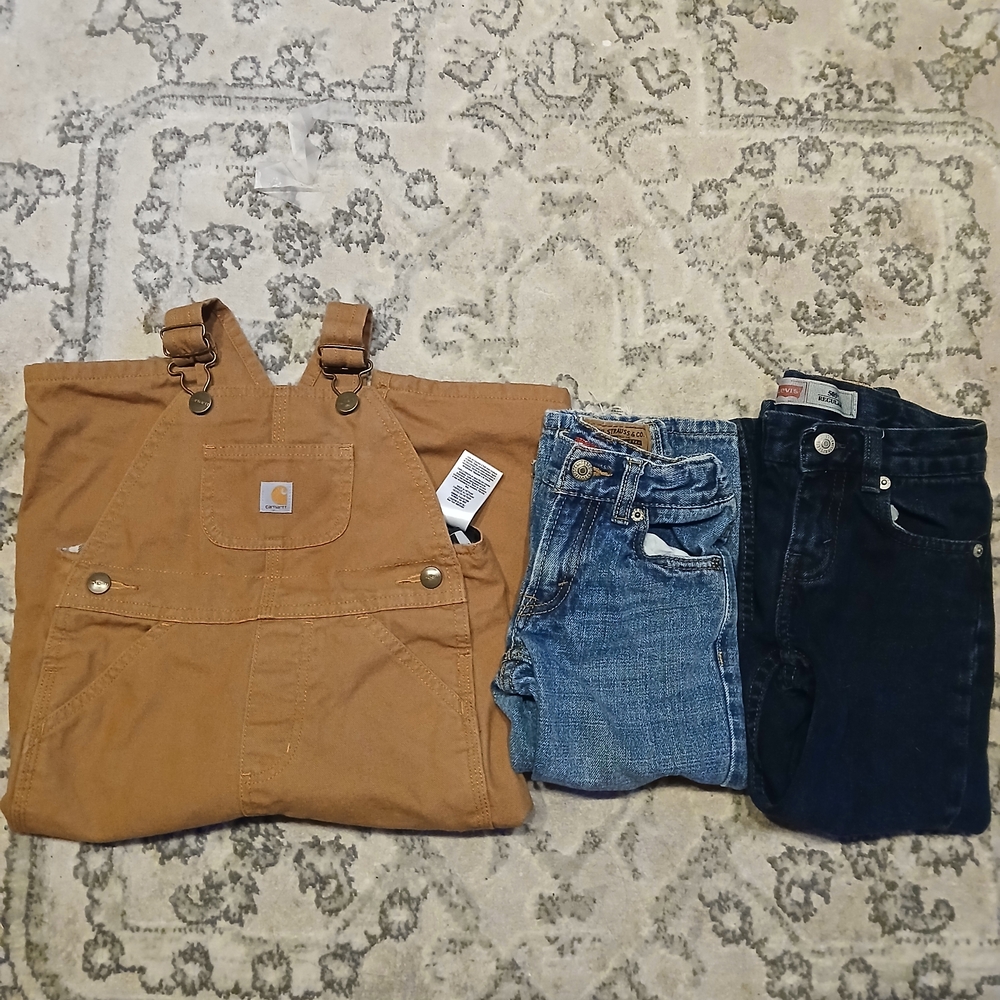 Carhartt Brown Overalls with Denim Jeans